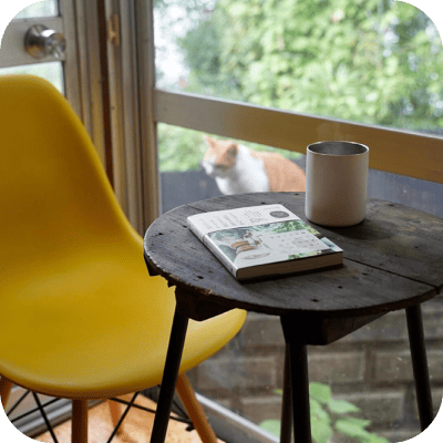 写真：本とコップ